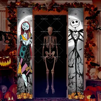 1ks šťastný halloween veranda banner visící noční můra před Vánoci domácí pokoj vánoční dekorace párty potřeby 8 nejlepší prodej noční můra před Vánoci vánoční dekorace - №8