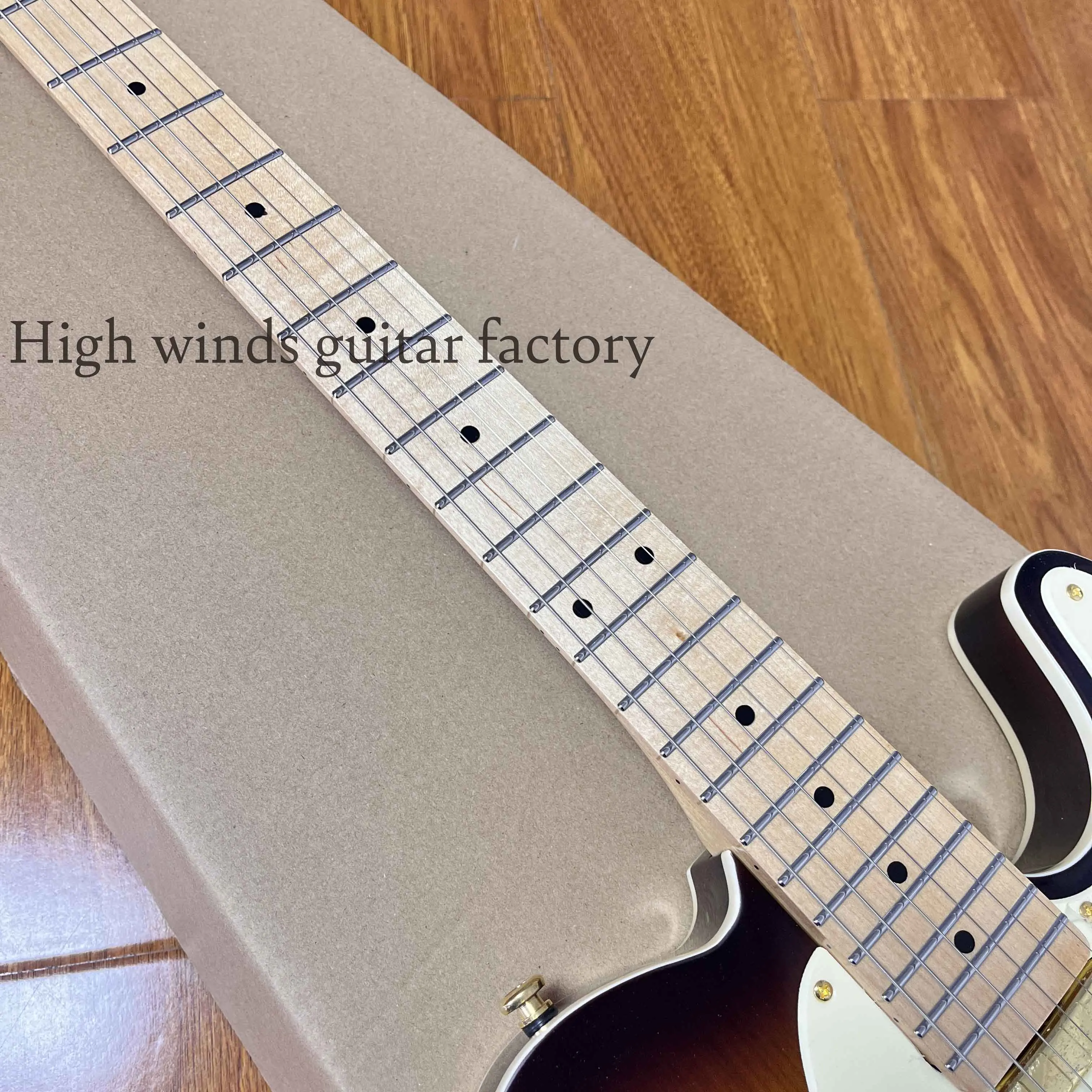 Custom Electric Guitar Maple Fretboard Cream Pickguard Gold Part FR Bridge