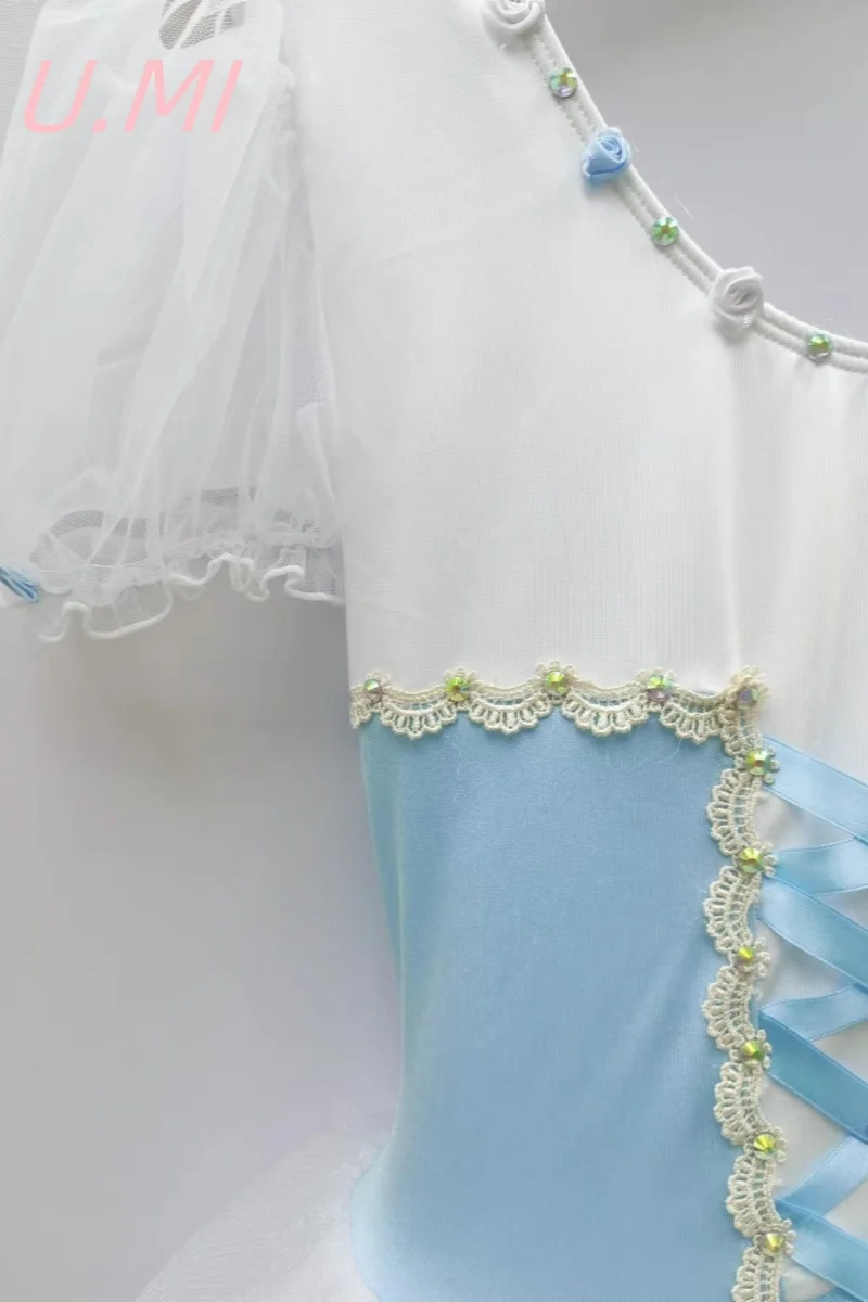 Tutu jupe longue Giselle Performance robe enfants adulte bleu femme robe de princesse