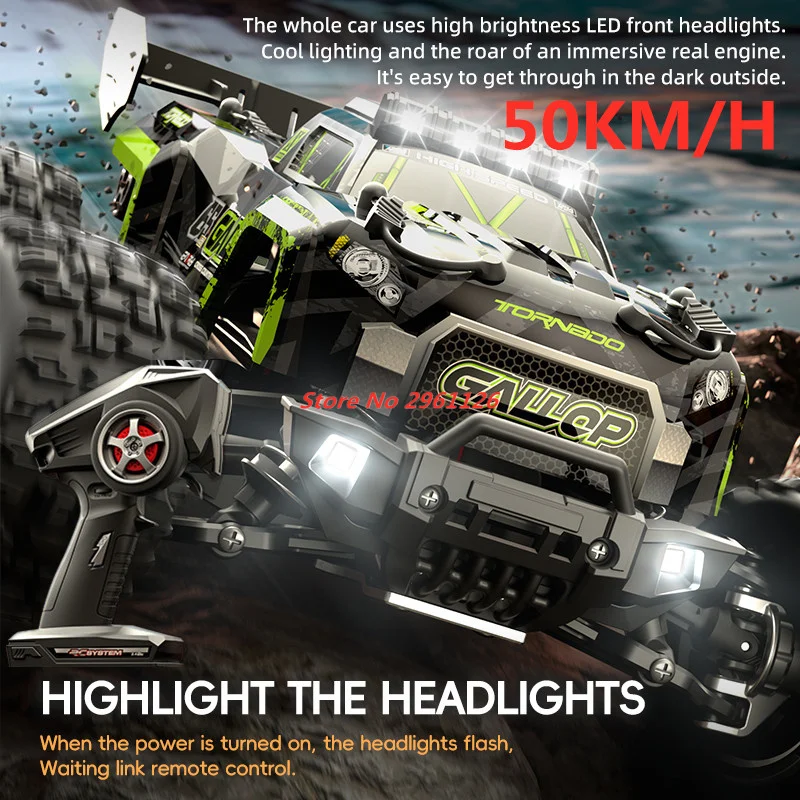 

2.4G 1:18 50KM/H 4WD RC Racing Car With LED lights High Speed Remote Control Car Off Load Climbing Vehical Toy Boy Gifts RC Toy