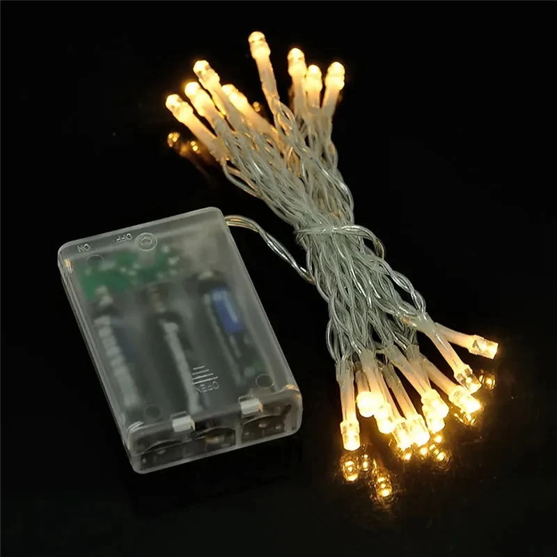 Guirnalda de luces LED impermeables, luces navideñas para fiestas, bodas, 20M, 10M, 5M, 2M, 3 pilas AA