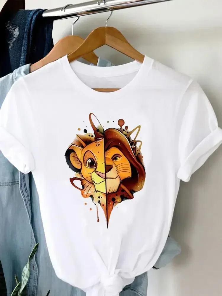 

Graphic Clothing Clothes Tee Women Female Printed Fashion Lady Sweet Cute Style Cartoon Lion King Casual T-shirts Y2K Top