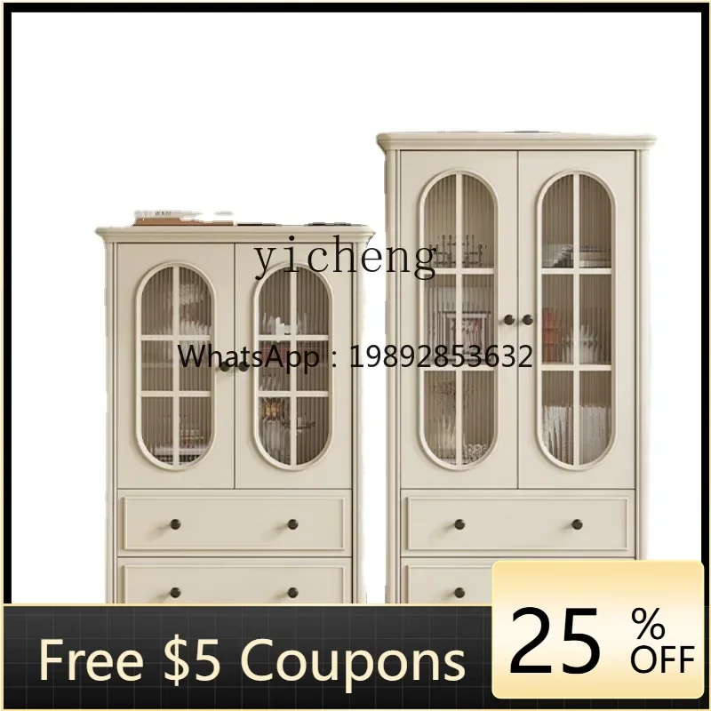 American Light Luxury Low and High Cabinet Solid Wood Locker Home Living Room Wall Wine Cabinet