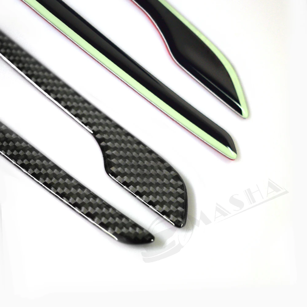 4Pcs Fluorescent / Carbon Fiber Car Door Handle Stickers For Tesla Model 3 Model Y Anti-scratch Cover Flexible Exterior Trim