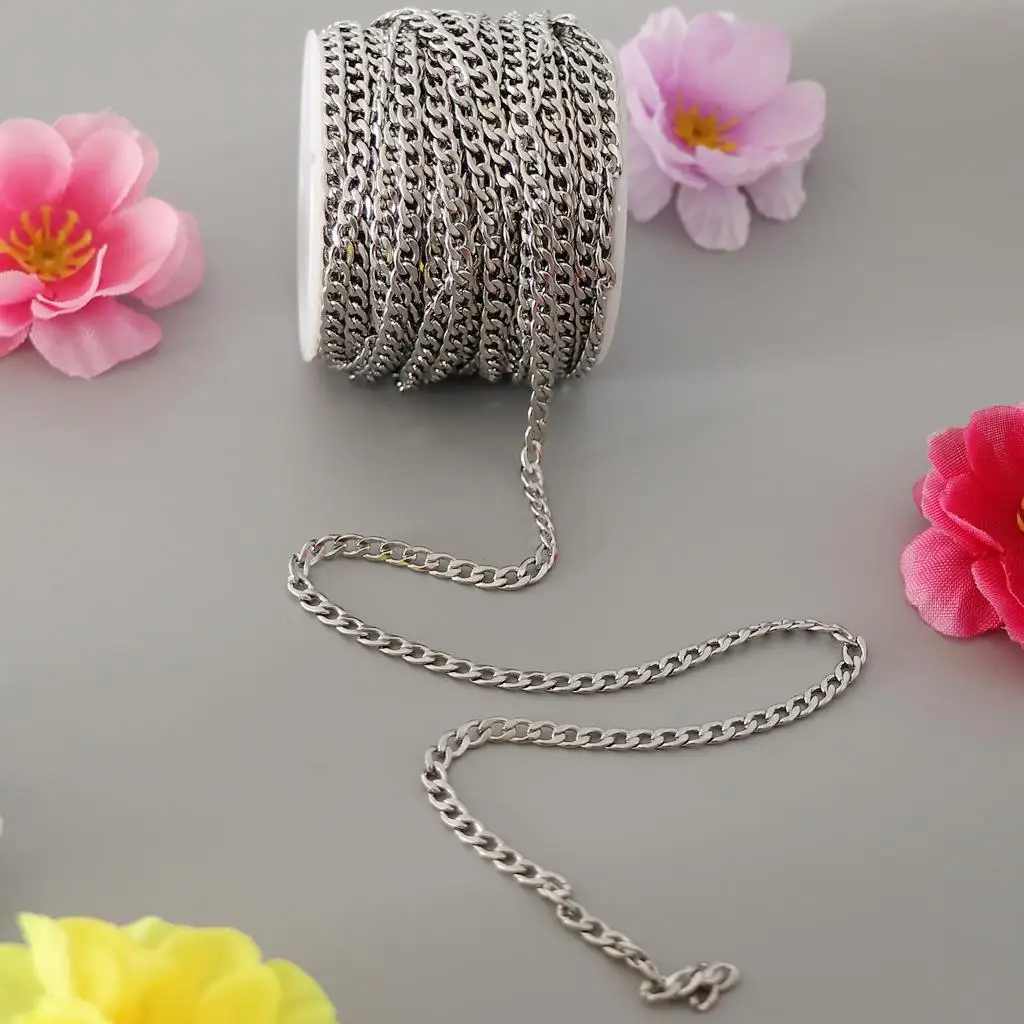 Stainless Steel Cable Chain 6 Meter Roll for DIY Necklace Jewelry Making Accessories Handmade Craft Supplies Long Link Chain