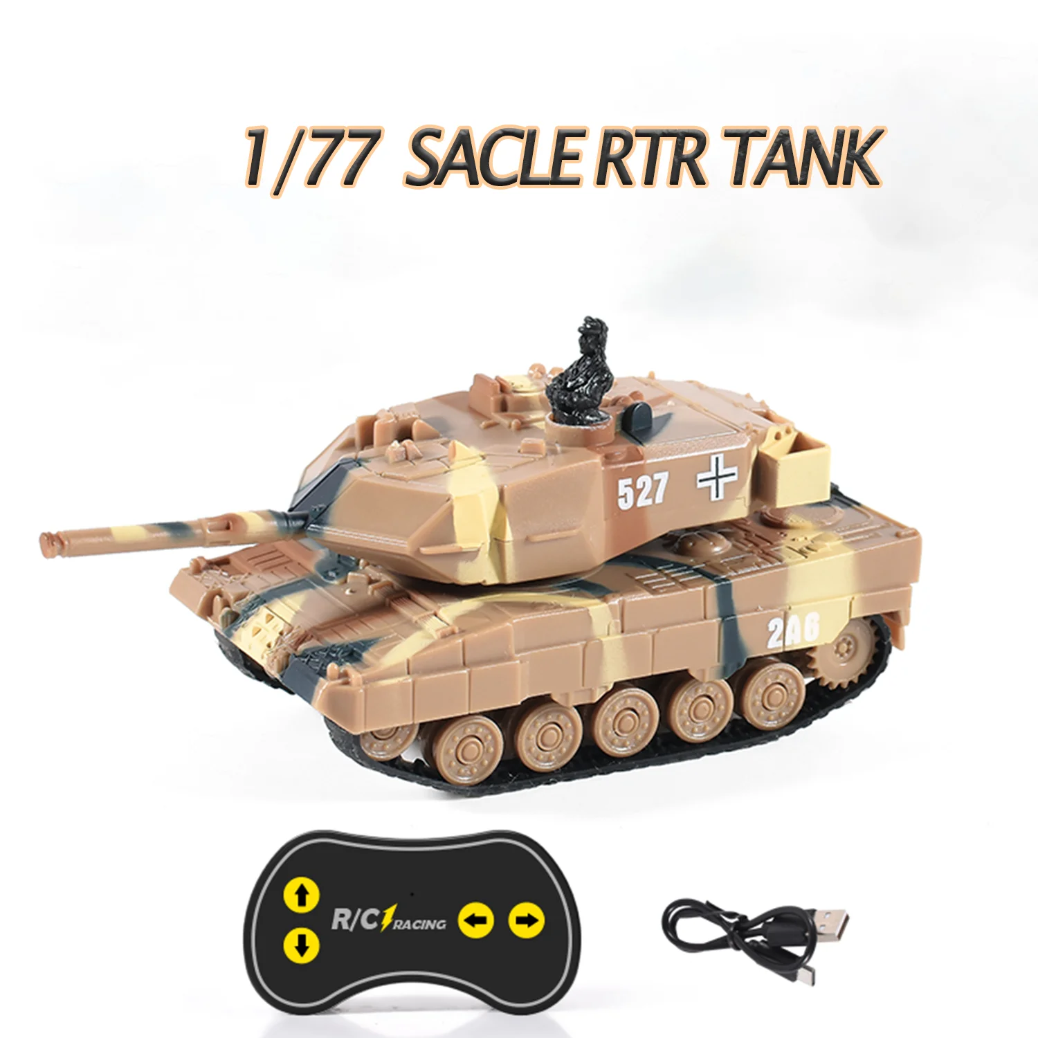 RTR 1/77 RC Tank German Panther Battle Tank 360°Rotation LED Light Mini Toy 2.4G Remote Control Model Gift for Kids