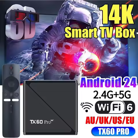 Android 24 Smart TV Box TX60 PRO Allwinner H313 Quad Core 2.4G&amp;5G Dual WiFi6 Media Player Set Top Box Digital Voice Remote 14K 1