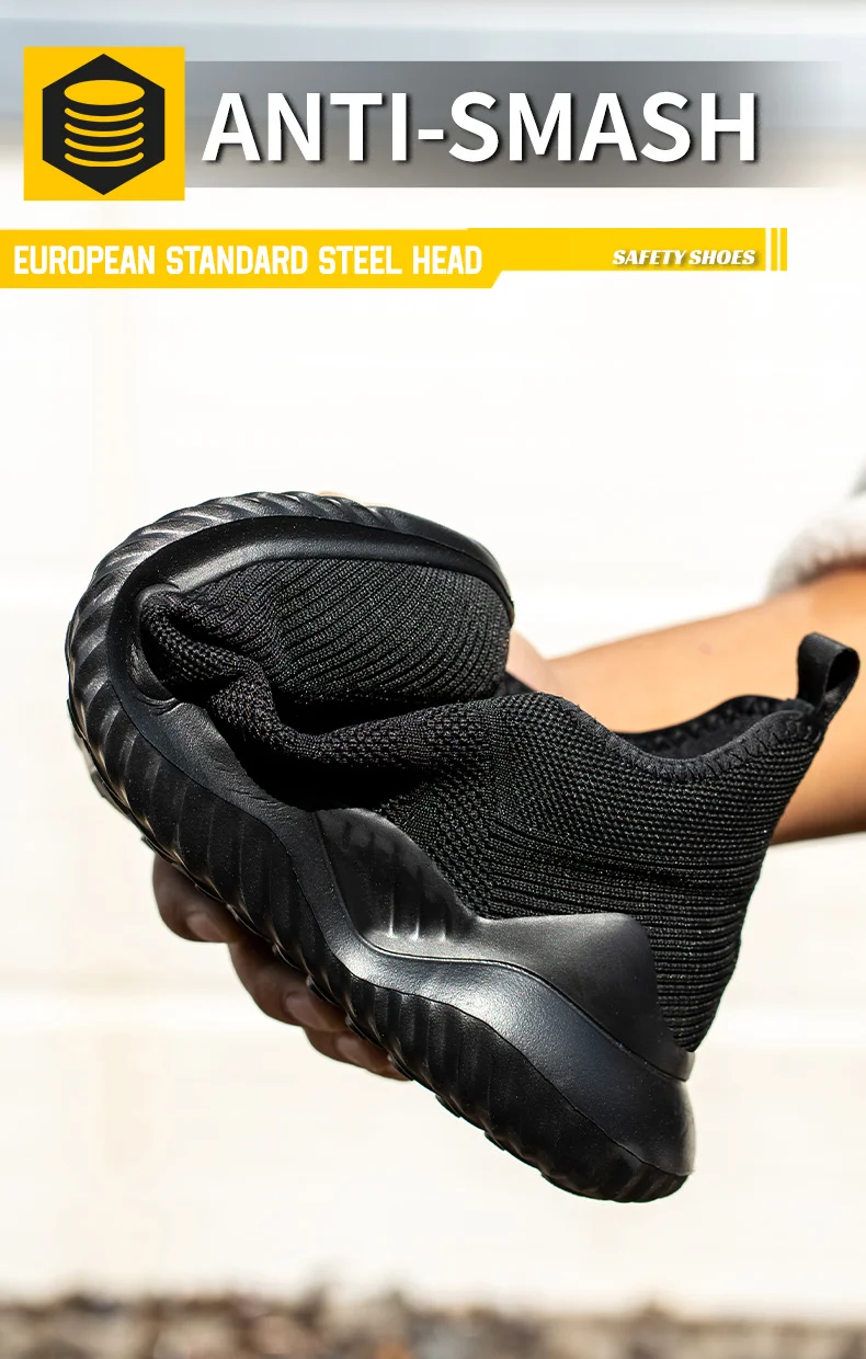 Leichte, atmungsaktive Sicherheitsschuhe für Herren mit Stahlkappe, durchtrittsicher und rutschfest, Schutzschuhe, Sicherheitsschuhe. – Detail 9