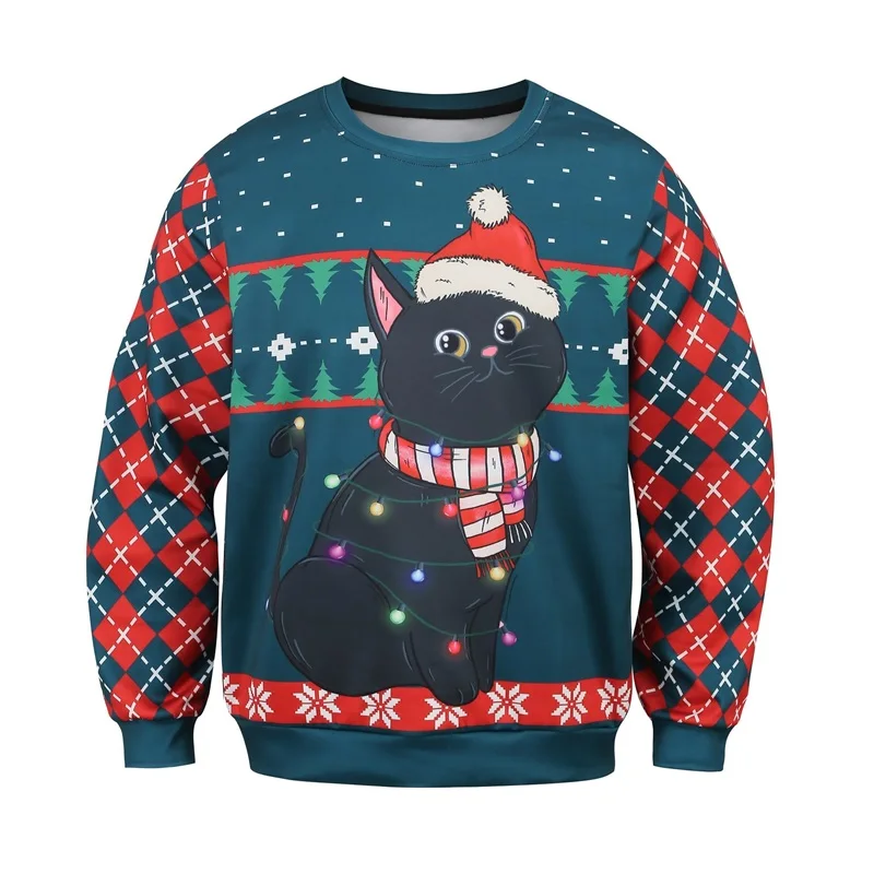 ثلاثية الأبعاد مطبوعة الزنجبيل رجل الجرافيك س الرقبة هوديس الأزياء الإبداعية تصميم طويل الأكمام البلوفرات الخريف الشتاء بلوزات غير رسمية