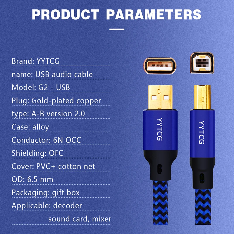 Cavo dac USB Hifi A-B Alpha 4N OFC stampante digitale Audio da A A B cavo dati di fascia alta da tipo A A tipo B per Decoder Mixer