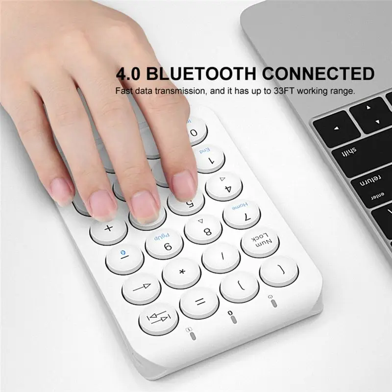 A46M-Wireless Number Pad Bluetooth Numeric Keypad Round Keycaps Numpad 22 Keys Rechargeable Number Keyboard