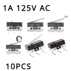 10PCS Micro Limit Switch Momentary Push Button Switch 1A 125V AC Mouse Switch 3Pins Long Handle Roller Lever Arm SPDT 12X6X6MM