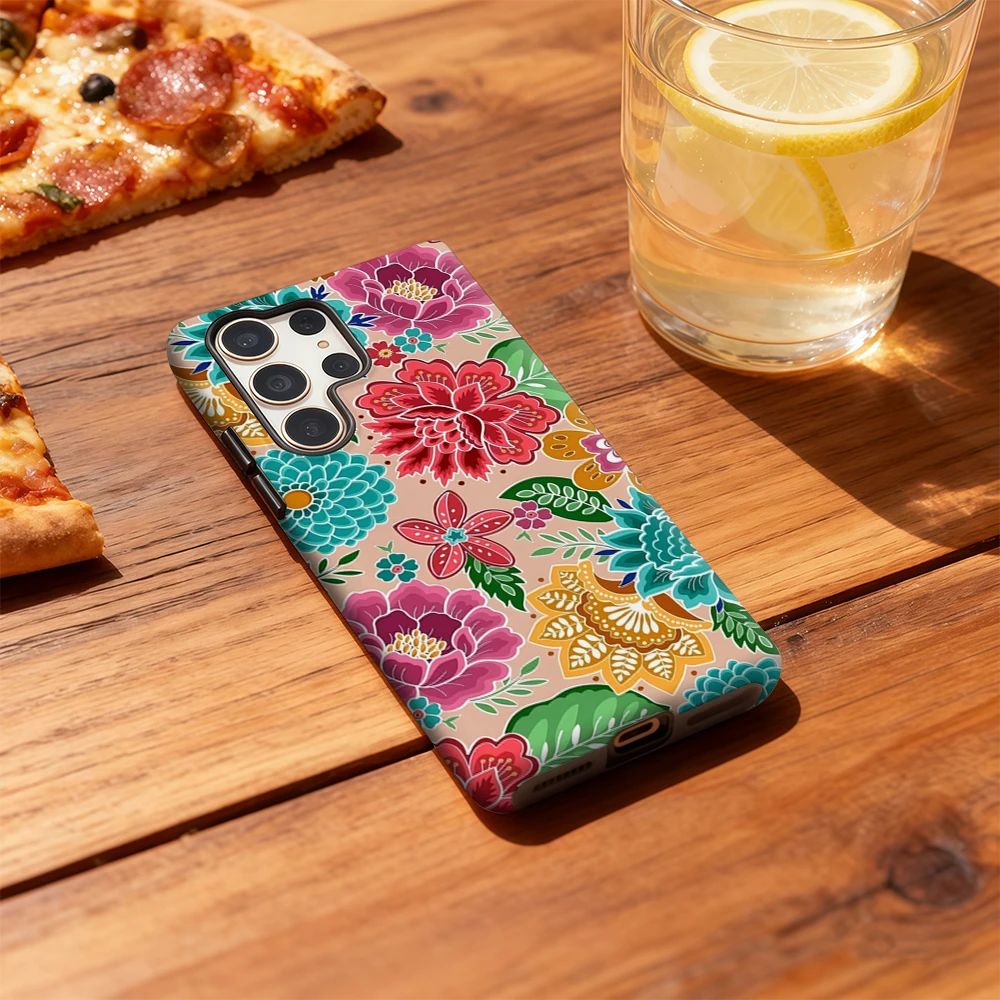 Чехол для телефона с яркими цветочными цветами для Samsung Galaxy S25 Ultra S24 S23 Ultra Plus, противоударная двухслойная задняя крышка