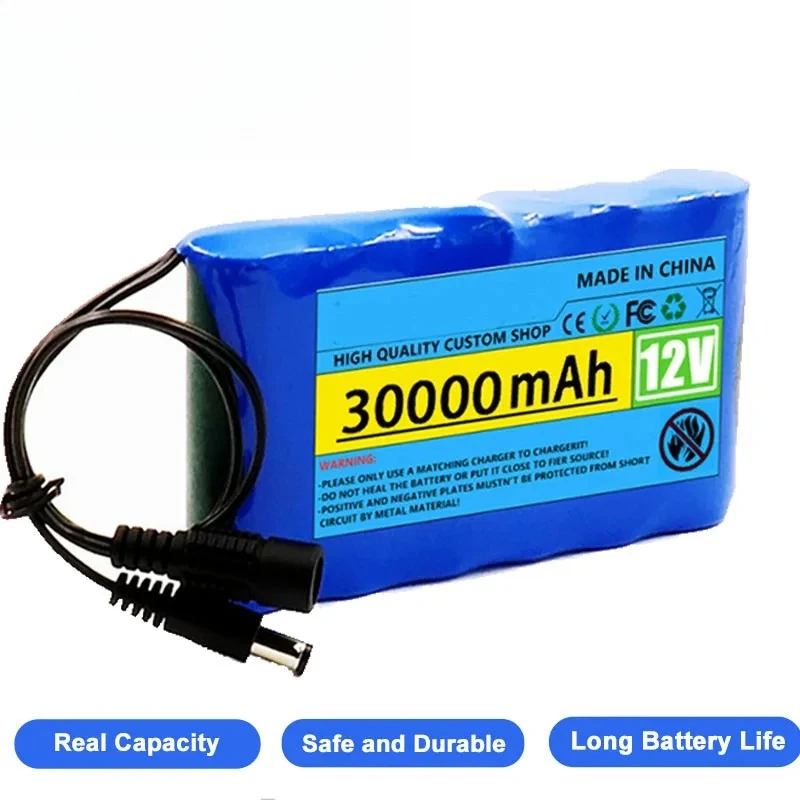 30000 mAh Lithium-Akku mit Kapazität, wiederaufladbarer Akku für CCTV-Kamera-Monitor, 12 V Akku für Elektrogeräte