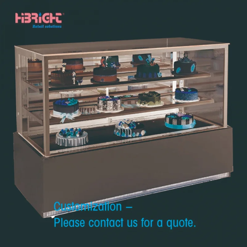 custom.Energy Efficiency Flat Glass Front Easy-to-clean Surfaces Commercial Bakery Cakes Display Chiller Cabinet With LED Lighti