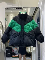 Korean Fashion Green Warm Puffer Parkas Coat Thicken Oversized Jackets Casual Parkas Women Winter Down Coat 2023