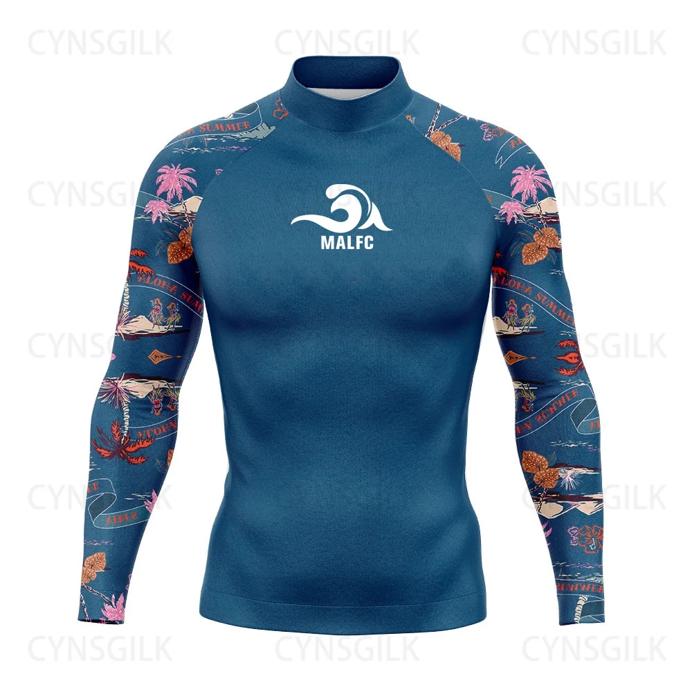 MALFC Rash guard for men Surfing Clothes Swimsuit Rashguard Surf Wear UPF 50 Water Sport Long Sleeve T-shirt Swimwear snorkeling