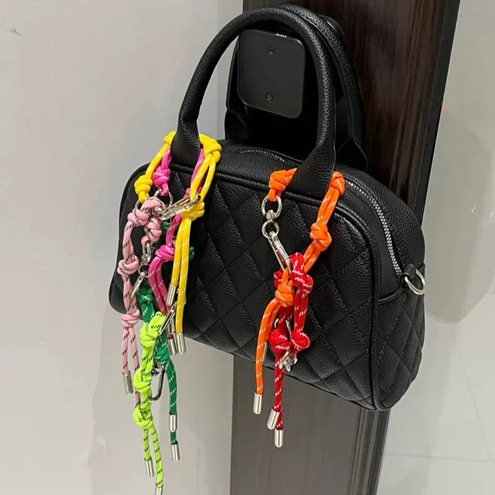 HOT Creative Colorful Braided Lanyard Keychain Anti-Lost Knot Nylon Rope Keyring For Women Men Car Bag Pendant Accessories Gifts