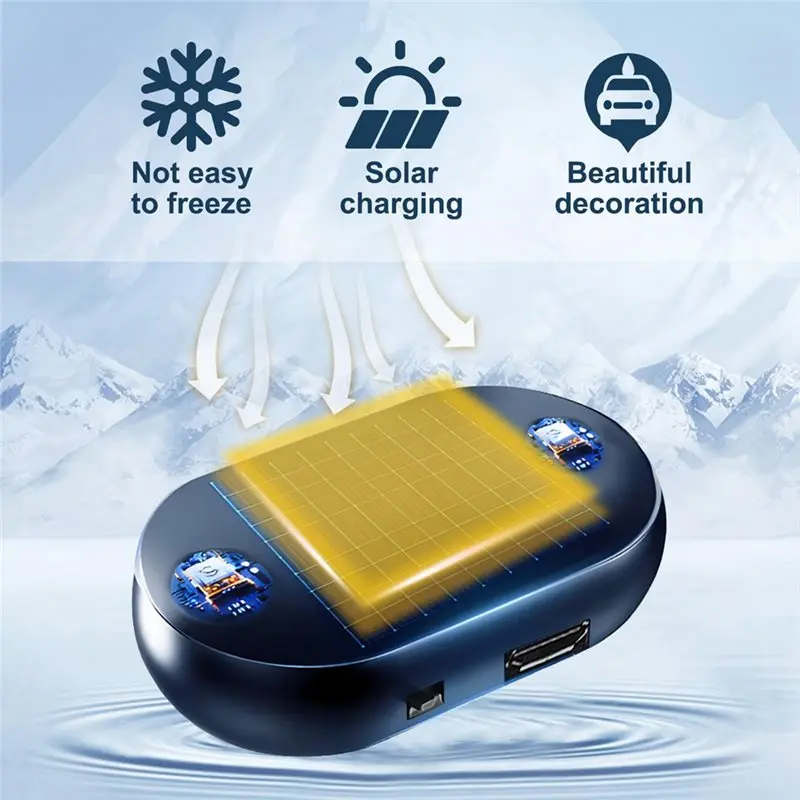 A09E-Car Window Glass Anti-Ice Snow Removal, Solar/USB Powered Winter Deicing Device, Car Defroster 2Pcs
