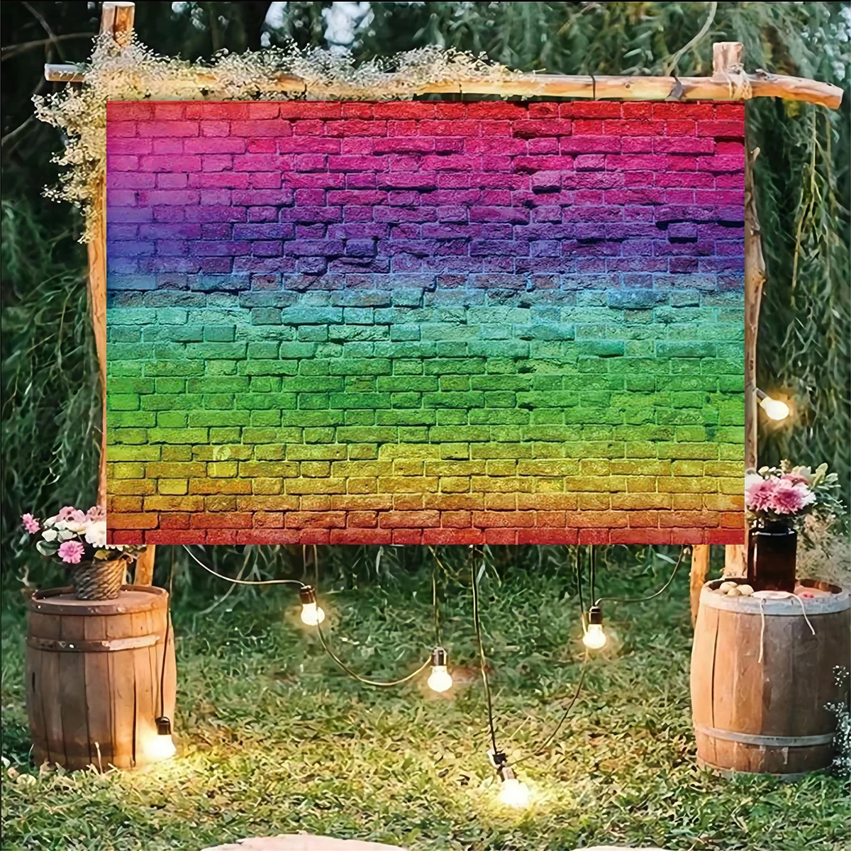 Colorful Brick Wall Backdrop Graffiti Arty Photography Hip Hop Disco Background For Birthday Party Banner Photoshoot Props