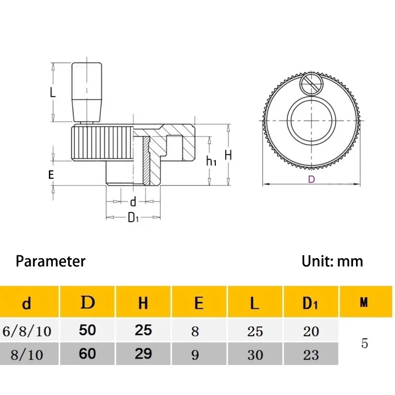 1pcs M5 Black Plastic Mesh Striped Ripple Handle Round Hole Side M5 Top Ribbon Handle For Detecting Hand Cranked Wheels 50/60mm