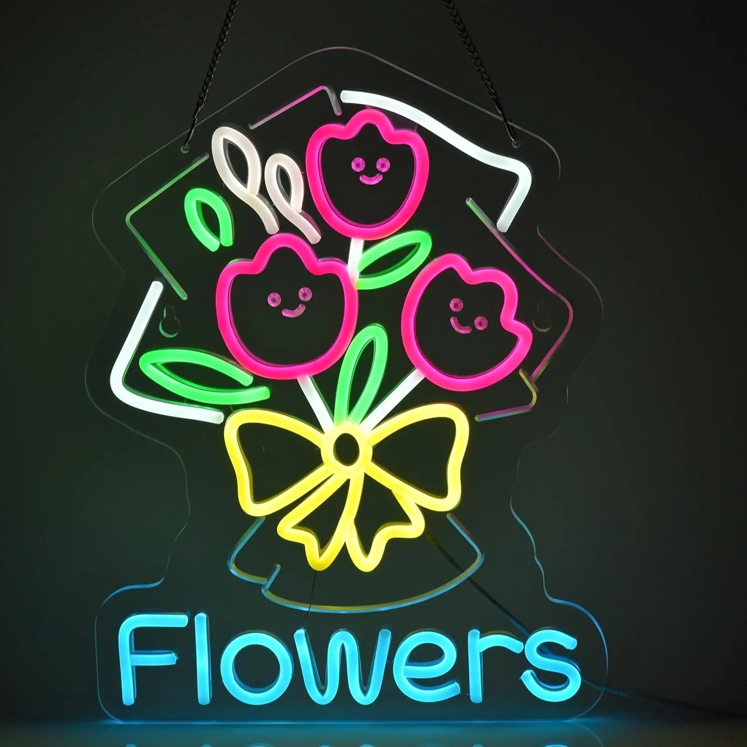 

Flowers neon sign, 5V USB powered with dimmable switch, florist, bar, club, bar restaurant, living room, bedroom