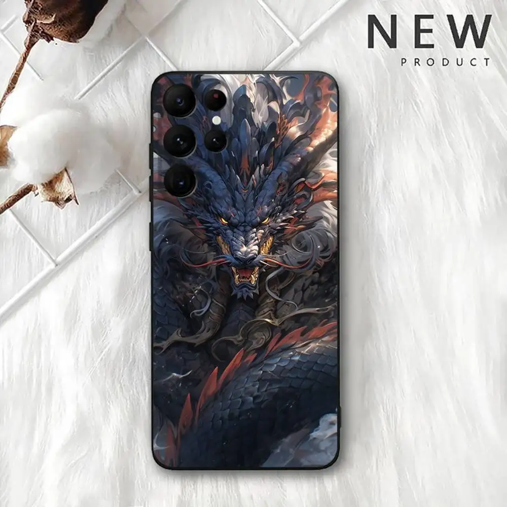 حافظة هاتف على شكل حيوان التنين لهاتف سامسونج S 25,24,23,22,30,21,10,9,Ultra,Plus,Lite,FE,4,5G حافظة سوداء ناعمة #6