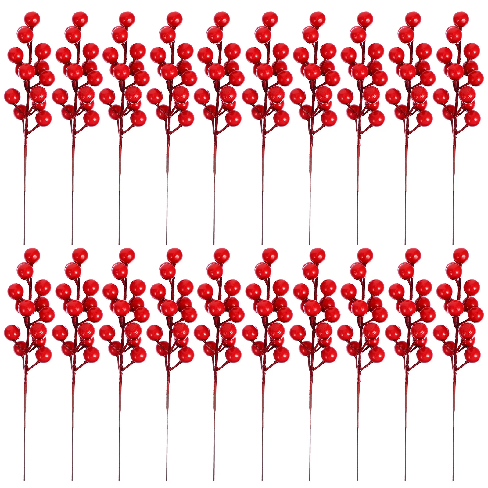 

20Pcs Simulation Red Berry Branches Lifelike Decorative Berry Stems Xmas Party Decoration Artificial Flower Banquet Arrangements