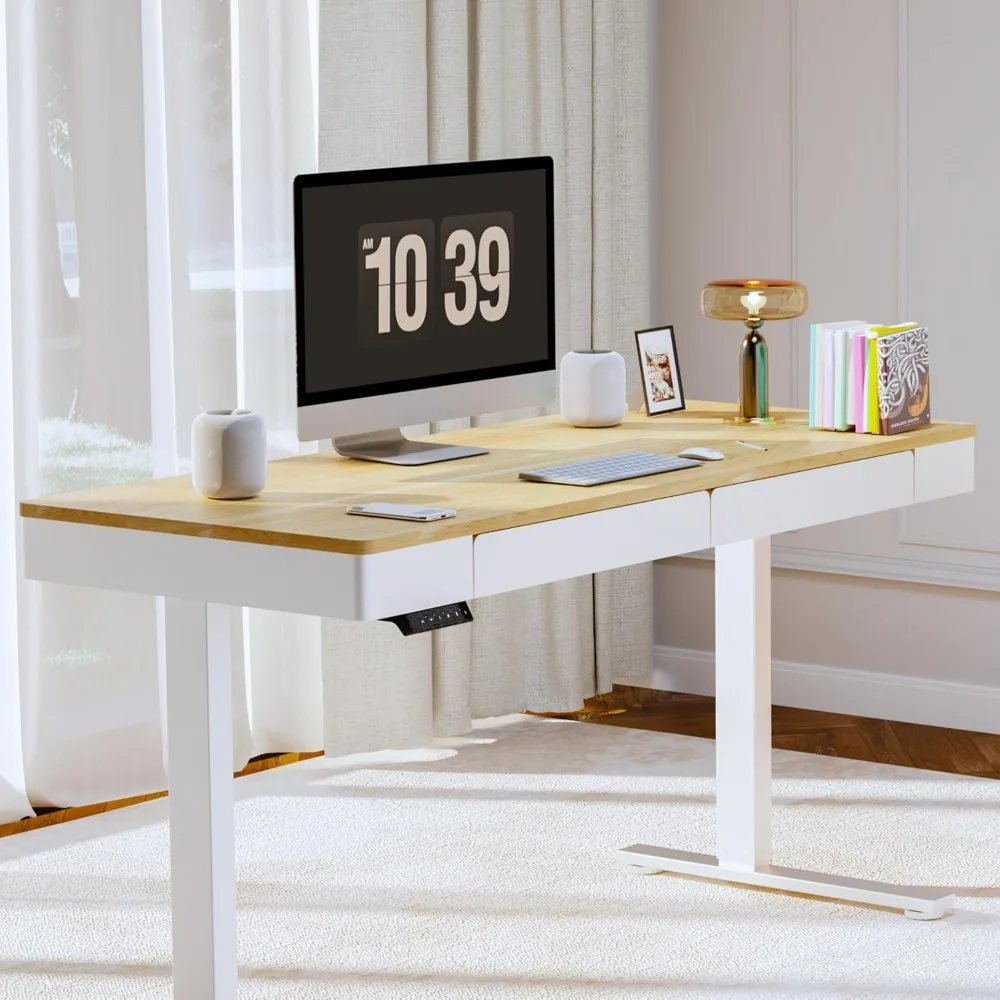 Escritorio eléctrico regulable en altura, 55"x24", cajón incluido, estación de trabajo ergonómica de pie