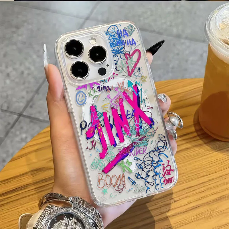 Coole Jinxs Magsafe magnetische Handyhülle für iPhone 16 15 14 13 12 11 8 7 Plus Pro Max X XR XSMax Soft Clear Tpu Cover