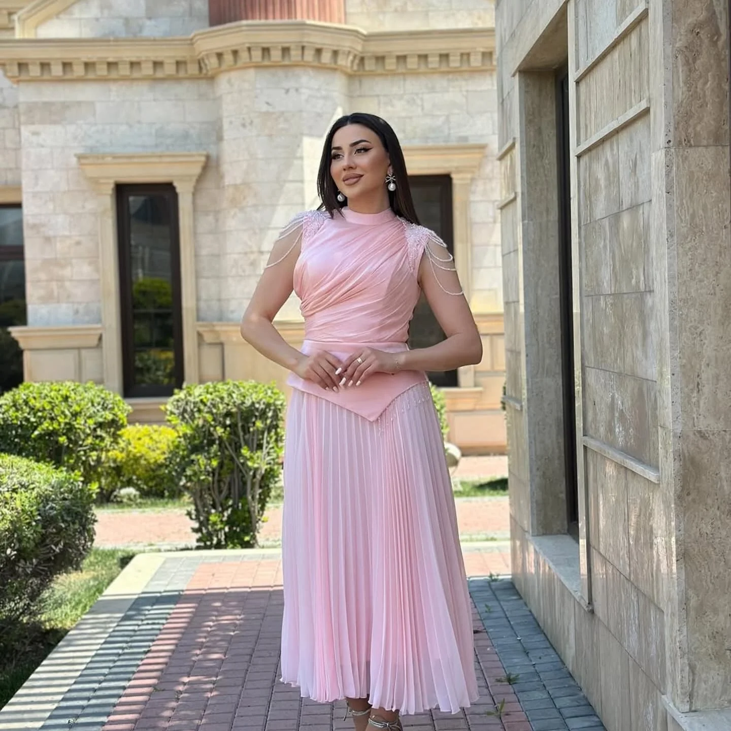 

Nicole Evening Dress Line A Party Dress for Wedding Dresses Custom Made Round Collar Ball Gowns Satin Cloth Elegant Prom Dresses