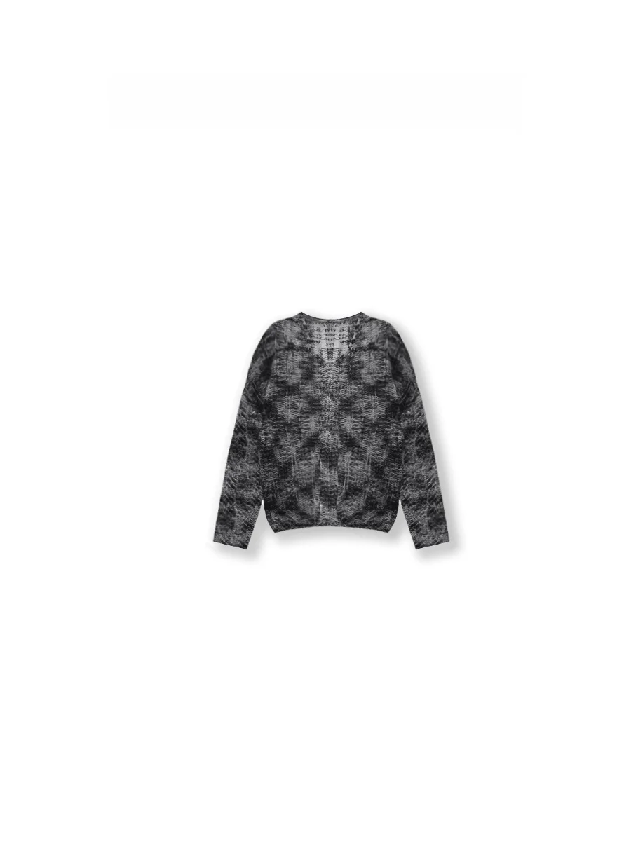 

Faionable V-Ne Lace Hollow out Sweater Versatile All Seasons Knitted Wool Blend Comfortable Loose Fit Women's Sweater