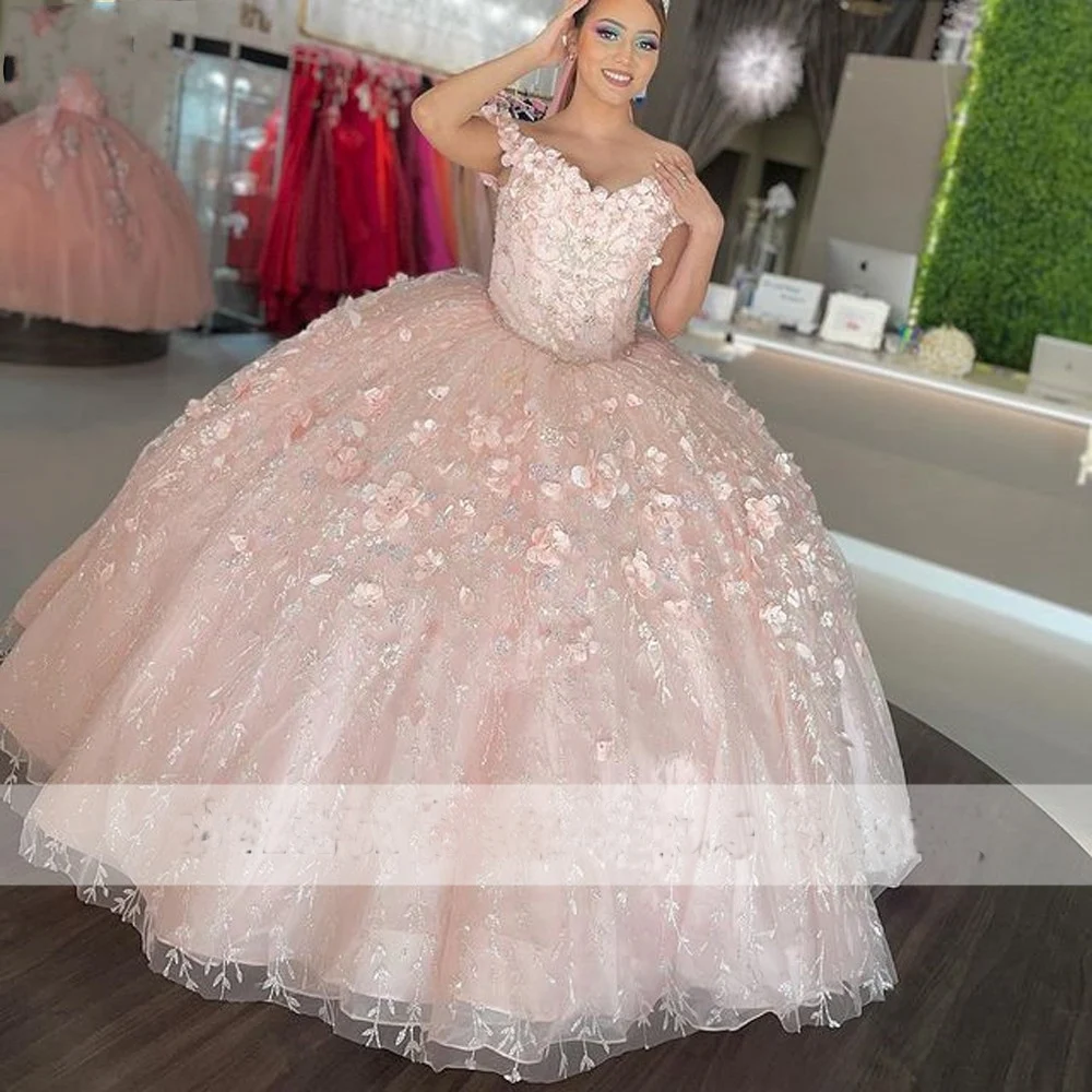 Pink Quinceanera Dress With Detachable Cape Lace-up Back Ball Gown Applique Tulle Sweet 16 Dresses Vestidos De 15 Años