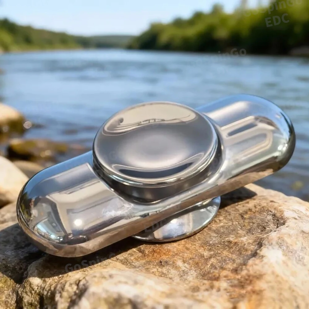 AG EDC Yo Fidget Spinner Fidget Toys For Adults  Two-Bladed Fidget Spinner Stainless Steel  Polished Gyro