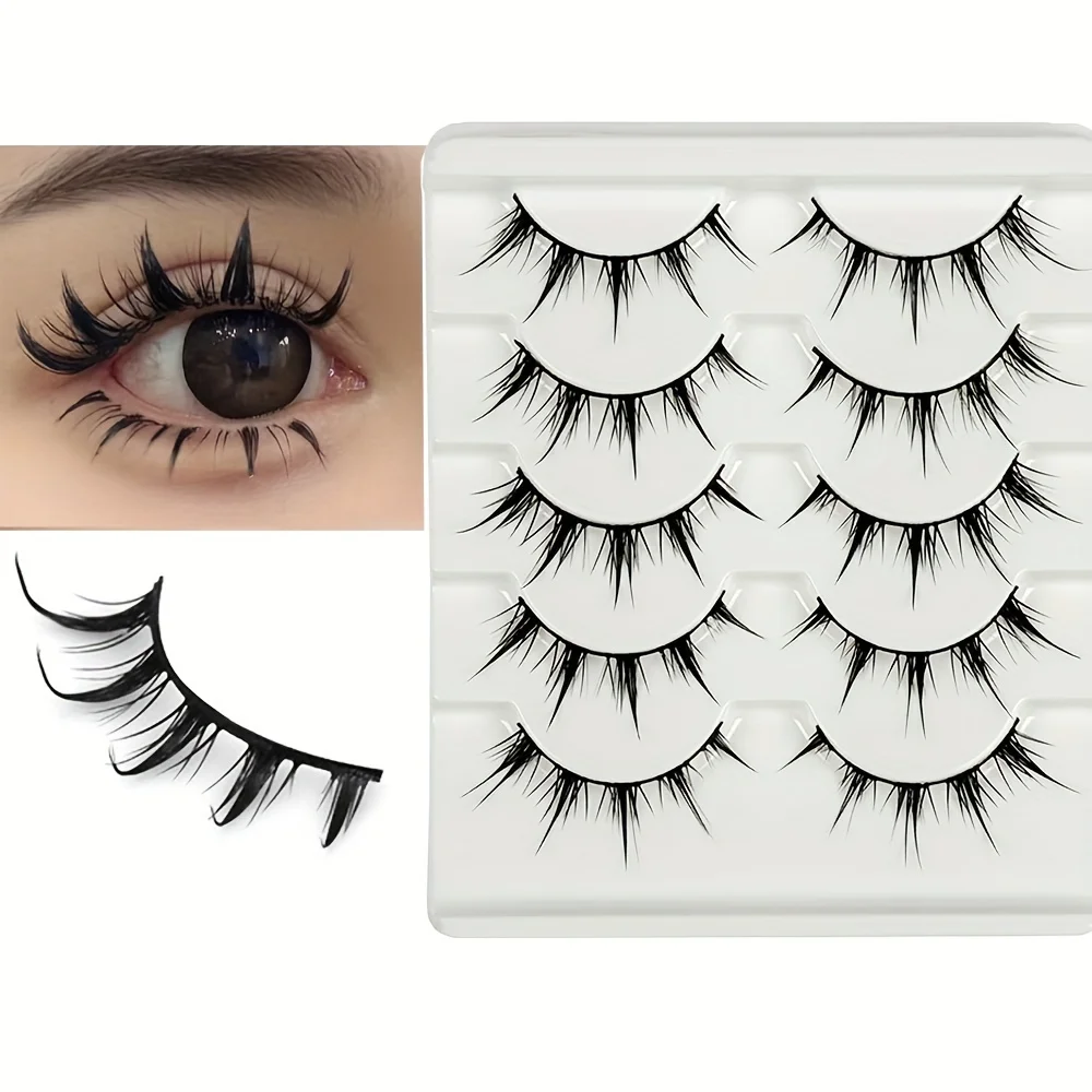 5 Paar Pure Desire Little Devil Wimpern Comic Eye falsche Wimpern, COS vergrößerte doppelte Augen falsche Wimpern 5MH-5