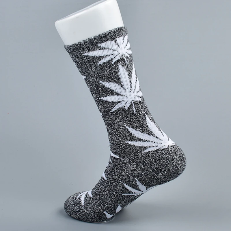 Cool Bamboo Summer Women Men\'s Funny Ankle Socks Hemp Meias Long Happy Maple Leaf sokken Cotton Weed Grass White Black Socken