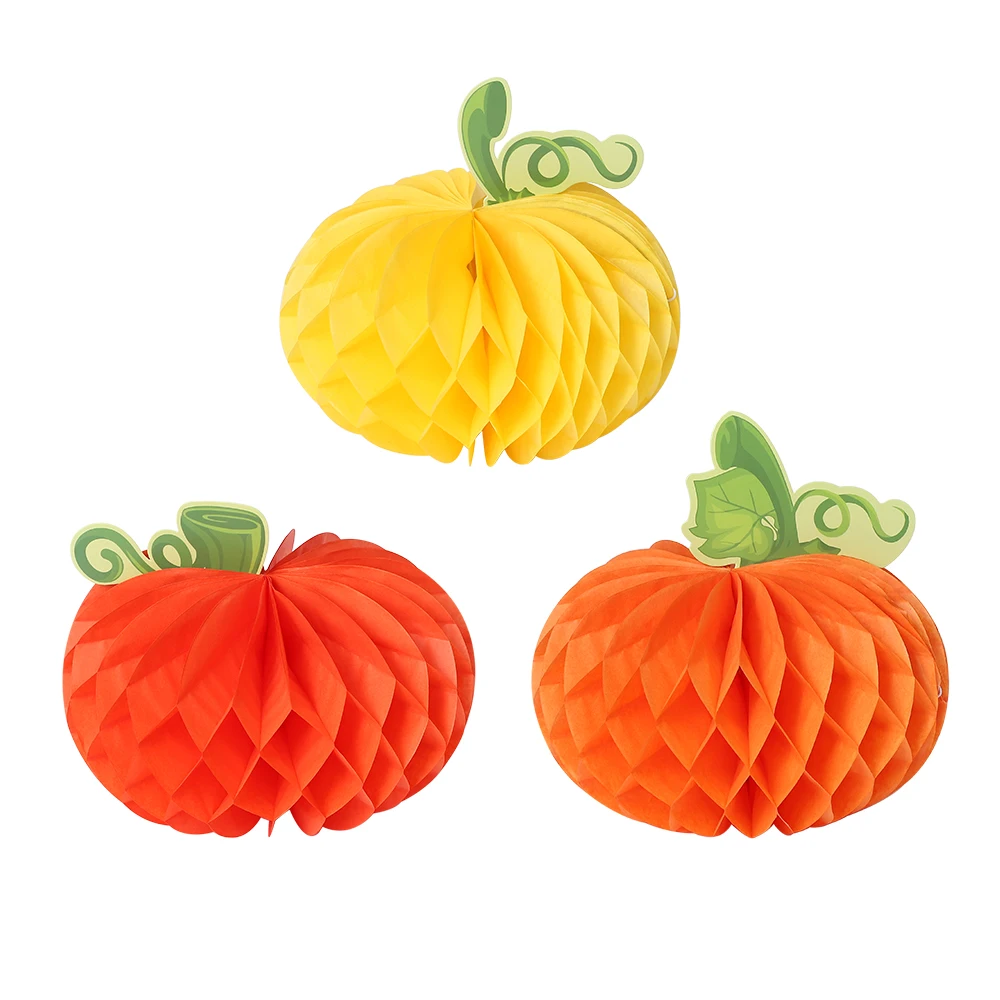 Pumpkin Honeycomb Ball Paper Hanging Decor Halloween Thanksgiving Autumn Harvest Party Supplies Kindergarten Party Props