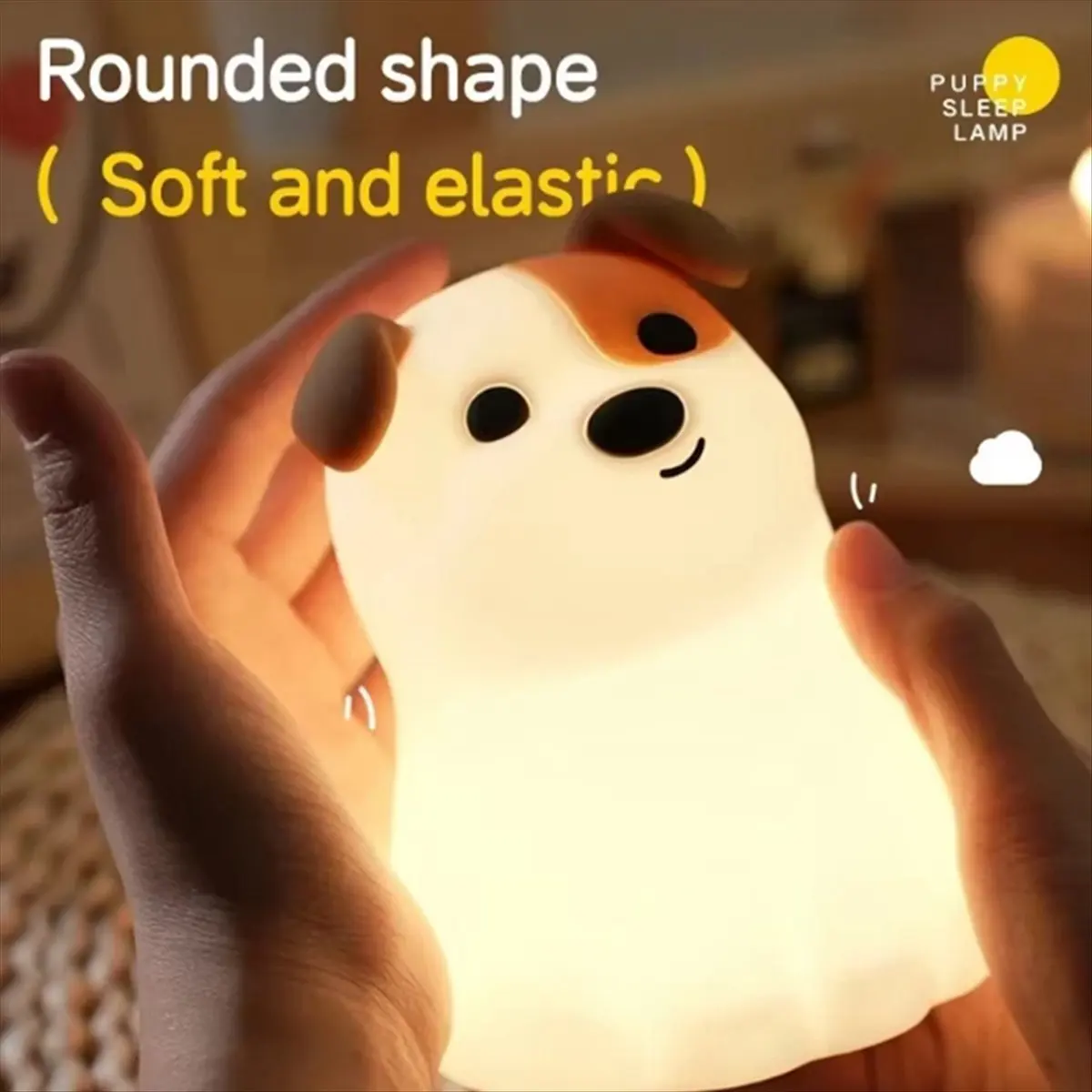 Colorful LED Night Light Dog Cartoon Bedroom Lamp Rechargeable Timing Dimming Sleep Night Light for Kids Birthday Gift