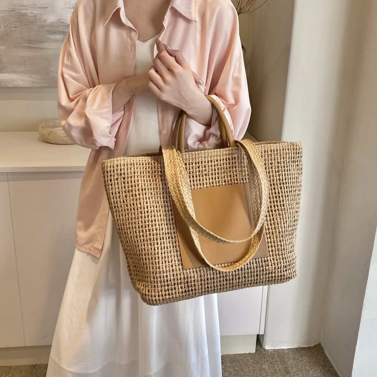 2024 New Summer Straw Bag For Brand Designer Woven Handbag Rattan Bag Large Capacity Beach Shoulder Bag Travel Female Bolsas