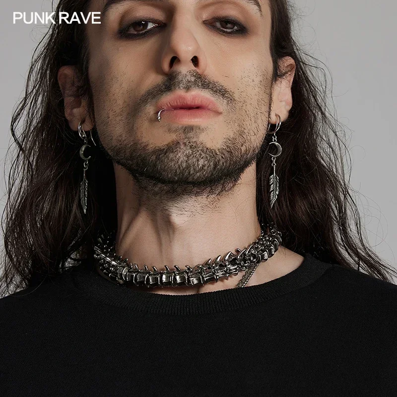 

PUNK RAVE Men's Apocalypse Punk Skeleton Neck Ring Personalized Retro Texture Magnetic Buckle Fashion Accessories Necklaces