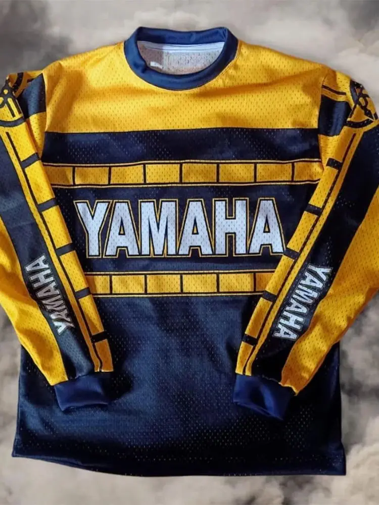 AliExpress 2026 Summer New Retro Yamaha Fashion Casual Long Sleeved Cycling Suit Men Racing Oversized Breathable Quick Drying Sports Shirt