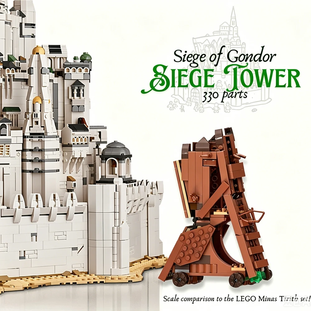 New MOC Classic Movie Defense Scene Siege Tower Model Building Blocks DIY Modular Tech Assembly Toy Adult Collectible Gift Set
