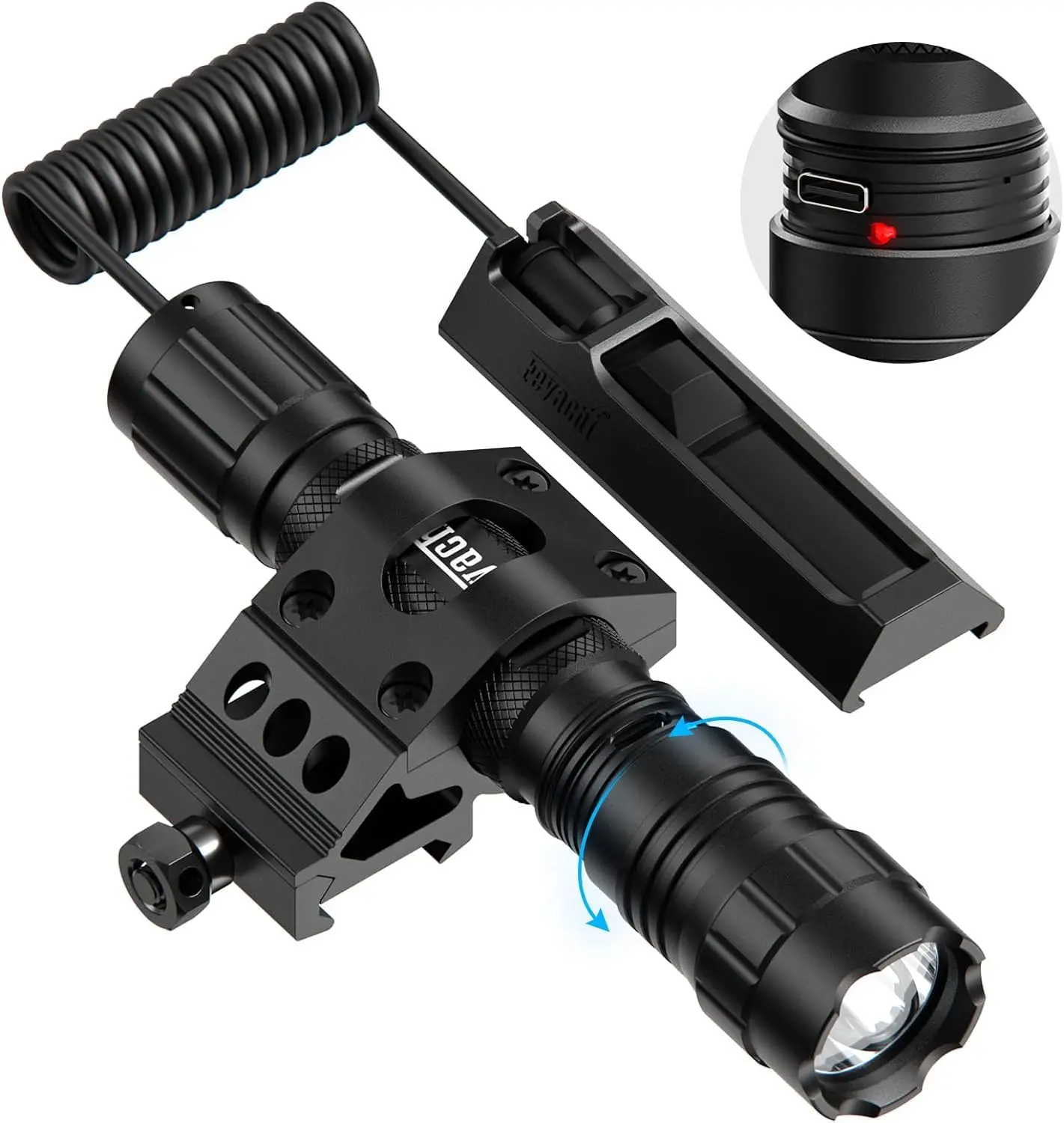 1500 Lumen LED Tactical Flashlight Rechargeable IPX7 Protection 4 Modes Weapon Light Picatinny Rail Flashlight Included with Pre