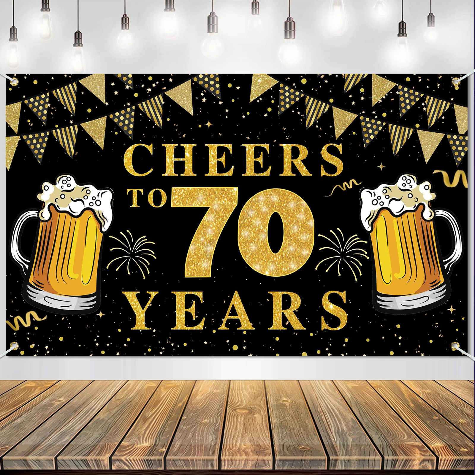 Happy Birthday Banner Backdrop Party Decoration,Cheers Background for Photo Party Supplies Anniversary Outdoor Indoor Decoration