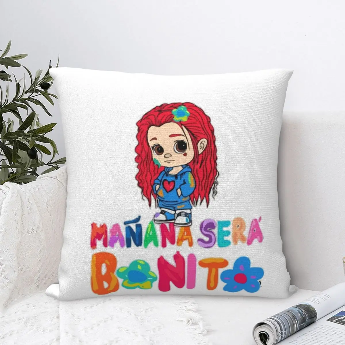 

Cute Karol G Manana Sera Bonito Square Pillowcases Car Cushion Cover Funny Decorative Pillow Cover 40*40