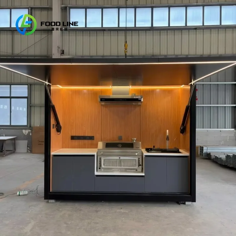 Customized Prefabricated Steel Outdoor Kitchen Matched Multi Type Cookware For Budget Friendly Patio Barbecue Construction
