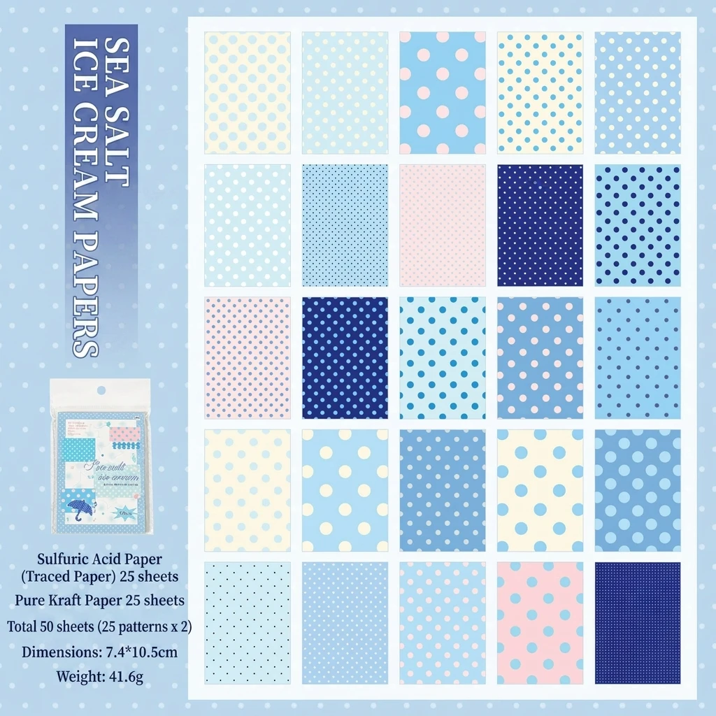 50pcs Creative Polka Dot Decor Scrapbook Vintage Material Paper Kit DIY Junk Journal School Photo Album Retro Background paper