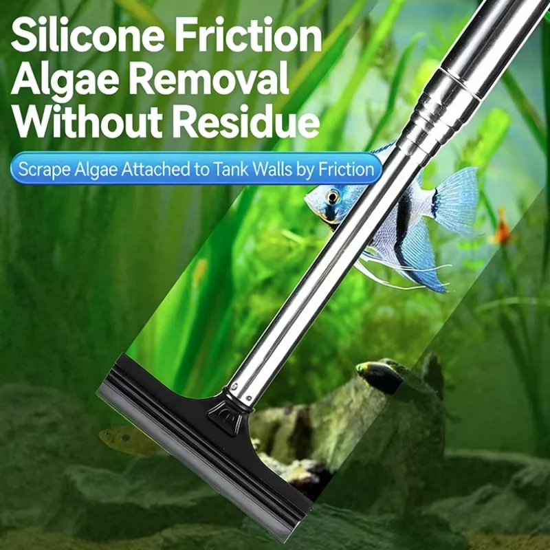 Marine Aquarium Glass Cleaner - 伸縮式シリコンスクレーパー 水槽藻類除去器＆車のバックミラーワイパー 多目的ガラスクリーナー 魚タンクや自動車用