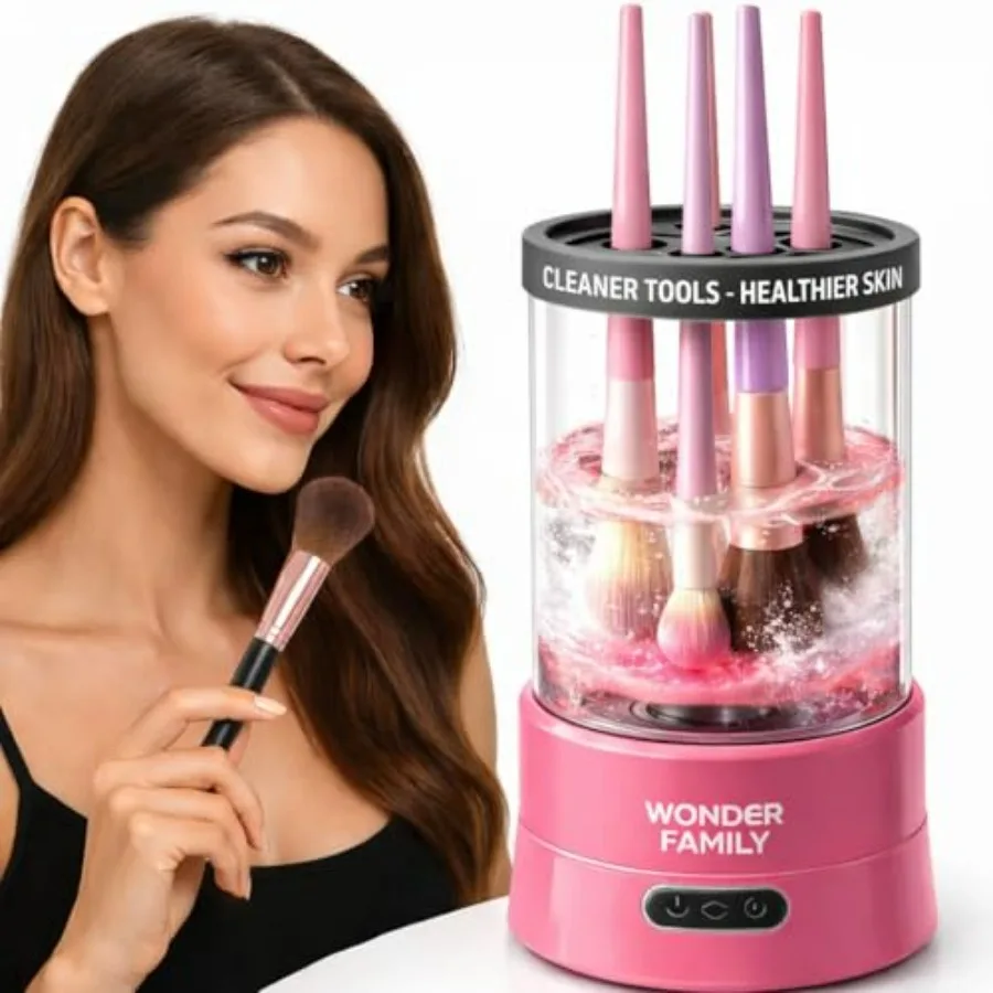 

Electric Makeup Brush Cleaner Automatic Brush Washer for Brushes and Sponges, USB Rechargeable Cleaning Machine with Silicone D