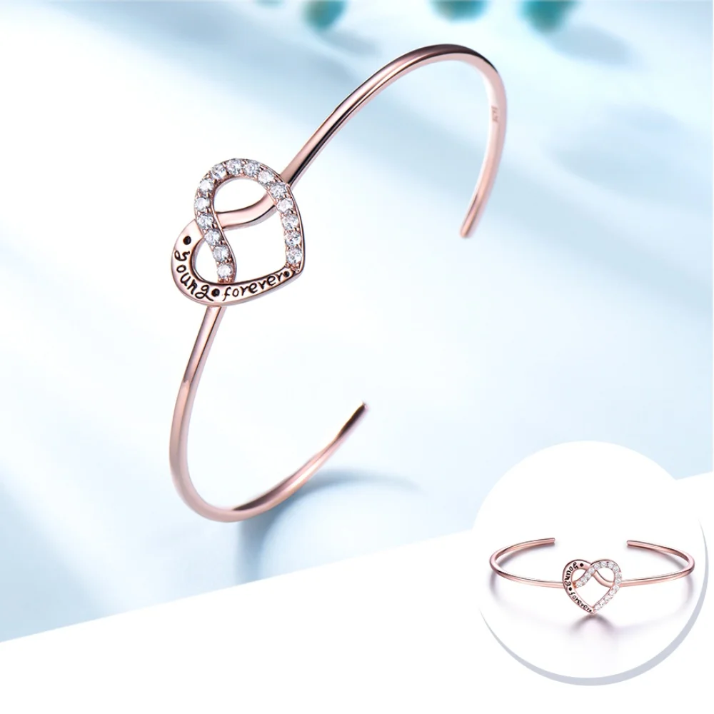 

Romantic Anniversary Jewelry Young Forever Fashion Rose Gold Plated Heart Bracelets for Women